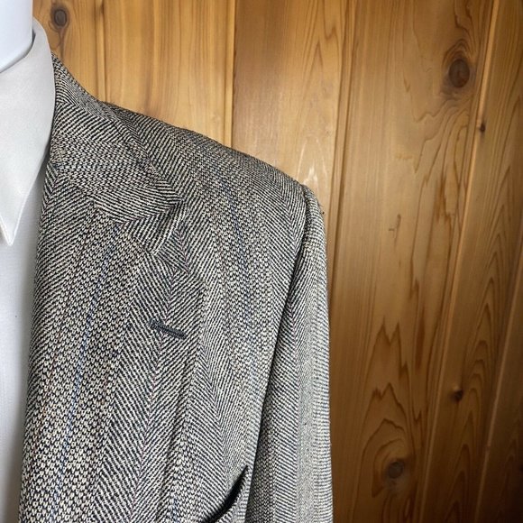 VTG Brooks Brothers Brooksgate Blazer Jacket Suit Coat Gray Herringbone USA 44R - Picture 9 of 12